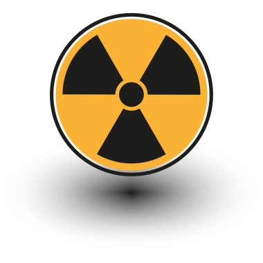 Radyasyon simgesi. Nükleer tehlike işareti. Sarı radyoaktif amblem. Vektör grafik çizimi. EPS 10.