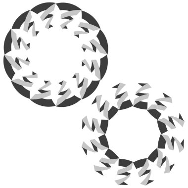Soyut dönüş kalıbı. Dinamik hareket amblemi. Geometrik girdap tasarımı. Vektör dairesel element. EPS 10.
