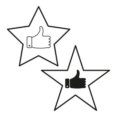 Ana hatlı yıldız çizimi. El hareketi sembolü. Vektör işareti onaylandı. İyi iş amblemi. EPS 10.