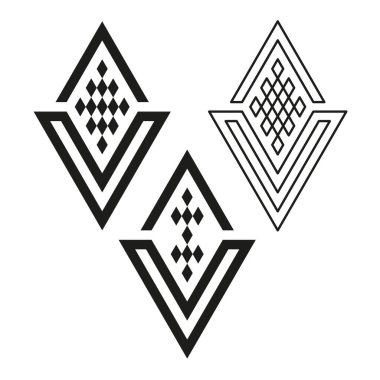 Kabile elmas amblemleri. Halk tarzı semboller. Etnik Vektör deseni. Bohem geometrik çizimler. EPS 10.