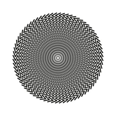 Soyut radyal çember. Yaprak dokusu. Geometrik şekil vektörü. Siyah beyaz grafik. EPS 10.