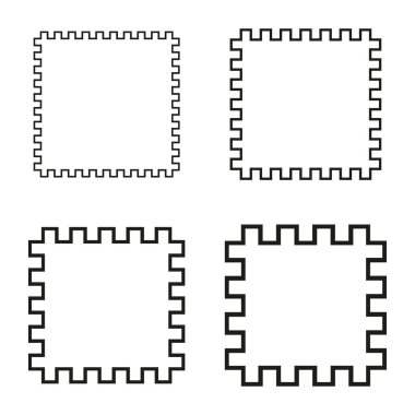 Kare noktalı çerçeveler. Dalgalı hat sınırı. Üç şekilli Vektör. Siyah beyaz taslak. EPS 10.