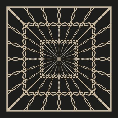 Kablonun kare şekli. Şebeke yapısı detayı. Geometrik Vektör yanılsaması. Açık kahverengi çizgili. EPS 10.