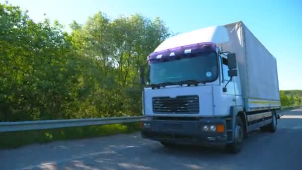 Gran Camión Con Remolque Carga Que Conduce Por Carretera Transporte — Vídeo de stock