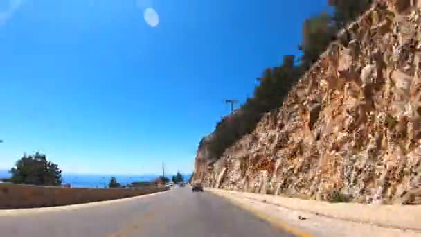 Punkt Widzenia Jazdy Samochodem Górskiej Drodze Krzywych Tunelu Auto Jazdy — Wideo stockowe