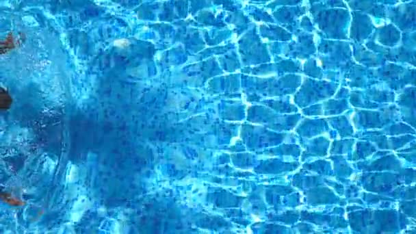 Κάτοψη Της Νεαρής Μαυρισμένης Γυναίκας Που Κολυμπά Στην Πισίνα Κρυστάλλινα — Αρχείο Βίντεο