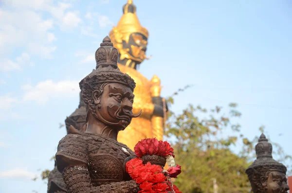 Widok Boku Thao Werasuwan Czarny Kolor Chulamani Temple Samut Songkhram — Zdjęcie stockowe