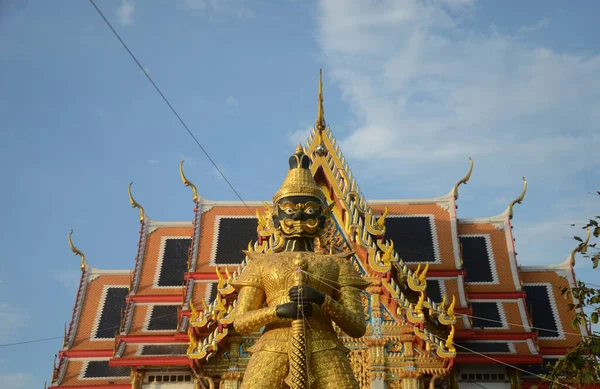 Thao Wessuwan Hintergrund Der Kirche Chulamanee Tempel Provinz Samut Songkhram — Stockfoto