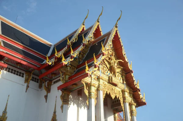 Εκκλησία Στο Ναό Chulamanee Ουράνιο Φόντο Επαρχία Samut Songkhram Ορόσημα — Φωτογραφία Αρχείου