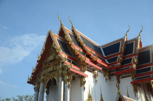 Chulamanee寺教堂 天空背景 Samut Songkhram省 泰国地标 — 图库照片