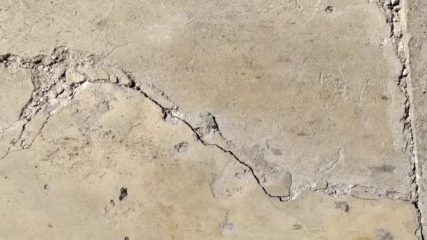 裂缝水泥路面或因地震或长期使用而受损的路面 — 图库视频影像