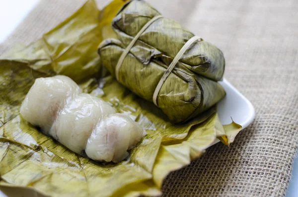 stock image Closeup Khao Tom Mad or Dessert sticky rice. Traditional Thai desserts