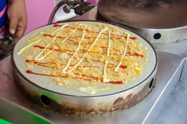 Μαγειρική Κρέμα Επιδόρπιο Επικάλυψη Αυγό Αποξηραμένα Τεμαχισμένα Χοιρινό Κέτσαπ Μαγιονέζα — Φωτογραφία Αρχείου