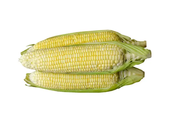 Кукуруза Изолированы Белом Фоне Вырезкой Пути Вид Сверху — стоковое фото