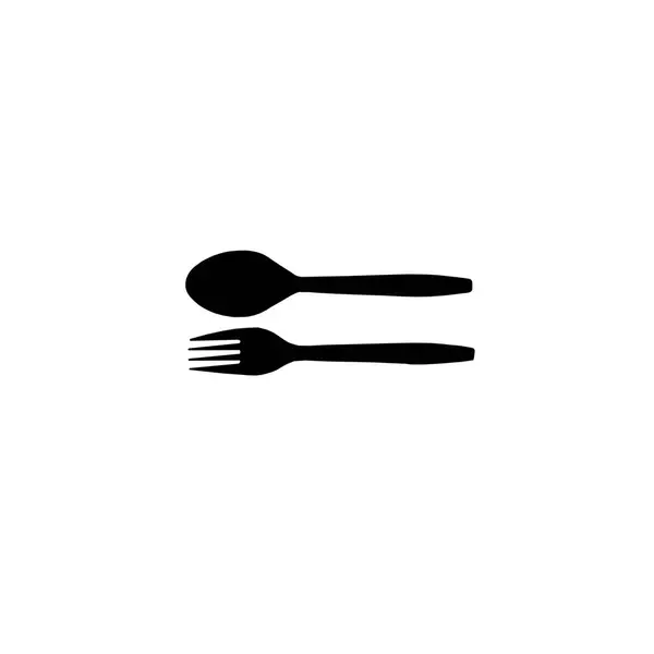 Black Plastic Spoon Fork Isolated White Background Clipping Path — Stock Photo, Image