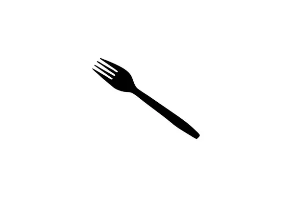 Black Plastic Fork Isolated White Background Clipping Path — Stock Photo, Image