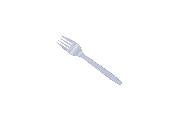 White Plastic Fork Isolated White Background Clipping Path — Stock Photo, Image