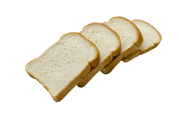 Тости Нарізані Білим Хлібом Ізольовані Білому Тлі Відсічним Контуром — стокове фото