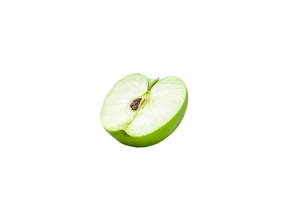 Cut Slice Fresh Green Apple Isolated White Background Clipping Path — Stock Photo, Image