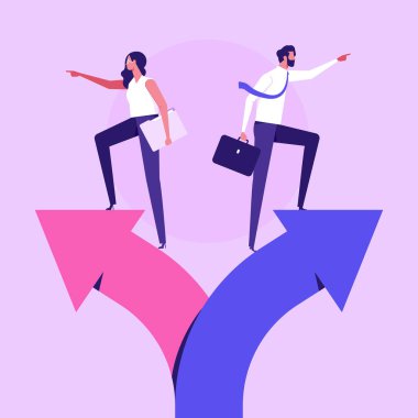 Fikir ayrılığı. Çiftin farklı görüşleri var. Vektör illüstrasyonunu kabul et