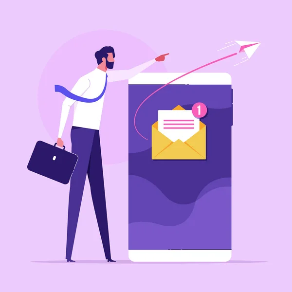 Concepto Email Marketing Newsletter Contáctenos Por Concepto Email Newsletter Esquema — Vector de stock