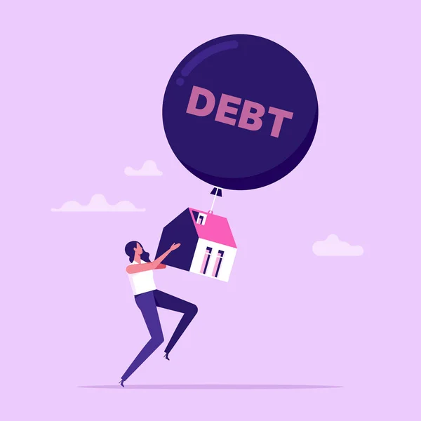 Dívida Hipotecária Encerramento Dificuldade Payback Conceito Empréstimo Hipotecário Bancário Casa —  Vetores de Stock