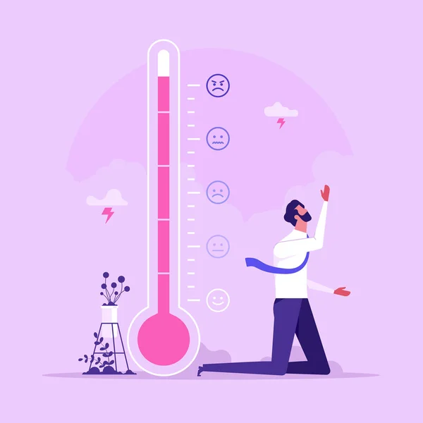 Man Thermometer Emotional Scale Difference Icon Concept Emotional Overload Stress — Archivo Imágenes Vectoriales