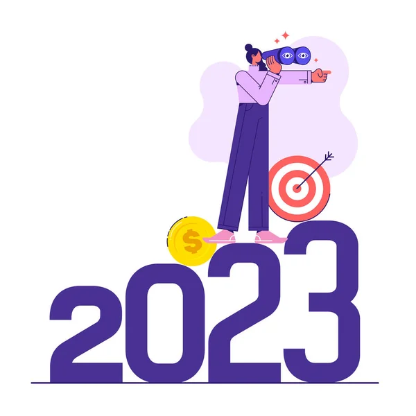 Fırsatları Hedefler Hedefler Görme Kavramı 2023 Ekonomik Beklentiler Vizyoner Geleceği — Stok Vektör