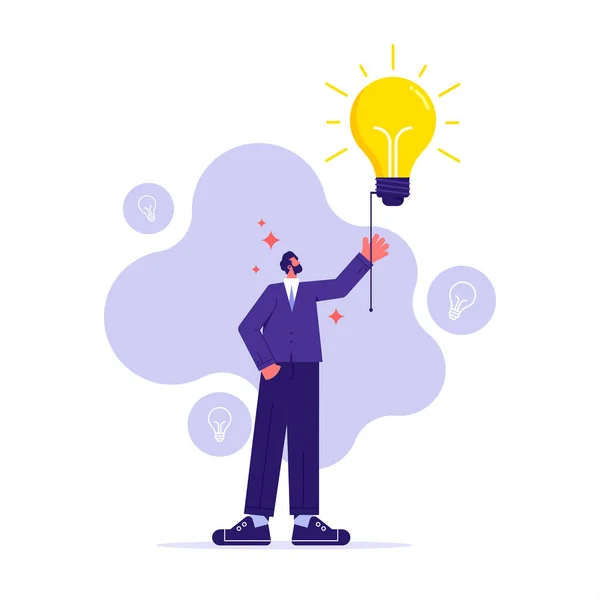 New Creative Ideas Solutions Concept Idea Brainstorm Thinking Businessman Light — Stock Vector