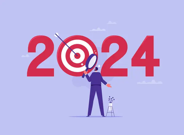 Análisis Desarrollo Estrategias Para Negocio Nuevo Año 2024 Planificación Establecimiento — Archivo Imágenes Vectoriales