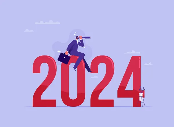 Economic Forecast Future Vision Concept Year 2024 Outlook Business Opportunity — Stok Vektör