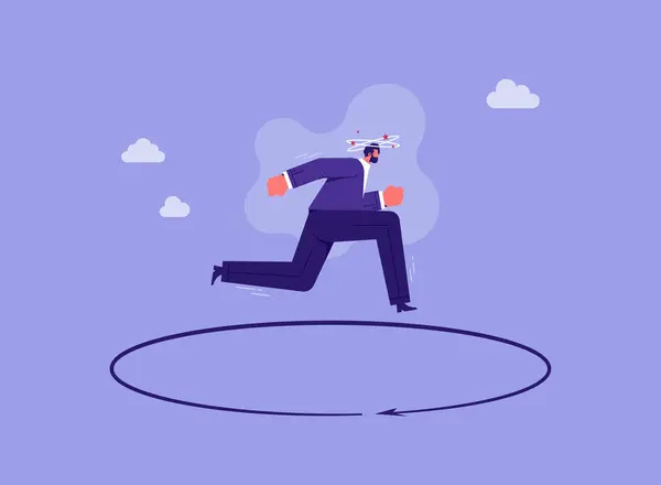 Business Challenge Difficulty Concept Businessman Running Looping Circle — Stockvektor