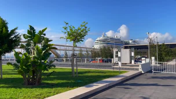 Aida Stella Cruise Docked Lisbon Cruise Terminal — Stock Video