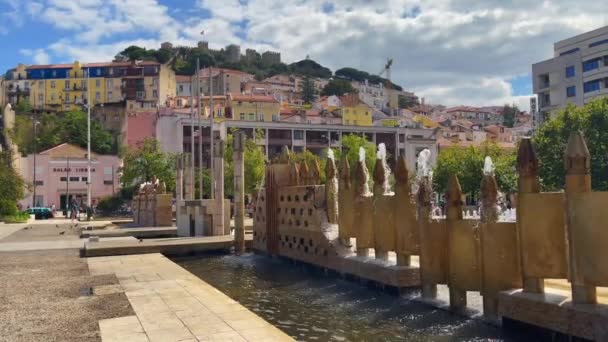 Les Gens Qui Traînent Proximité Fontaine Place Martim Moniz Lisbonne — Video