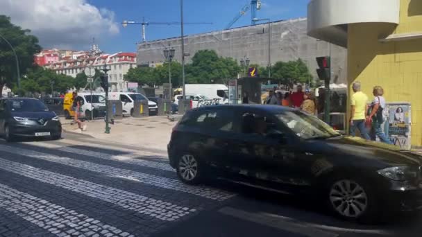 Coches Conducción Carretera Lisboa — Vídeos de Stock