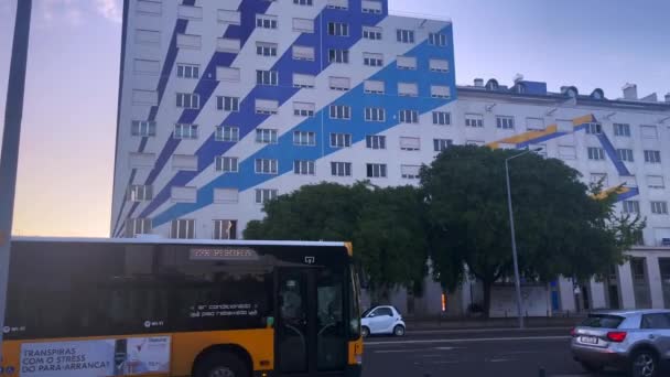 Intercity Bus Driving Road Lisbon — Stock Video