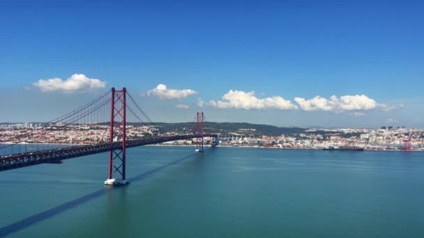 Vista Panorámica Del Puente Abril Lisboa — Vídeo de stock