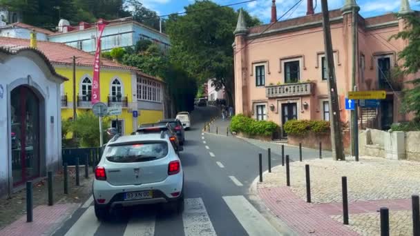 Fila Coches Que Conducen Carretera Sintra — Vídeo de stock