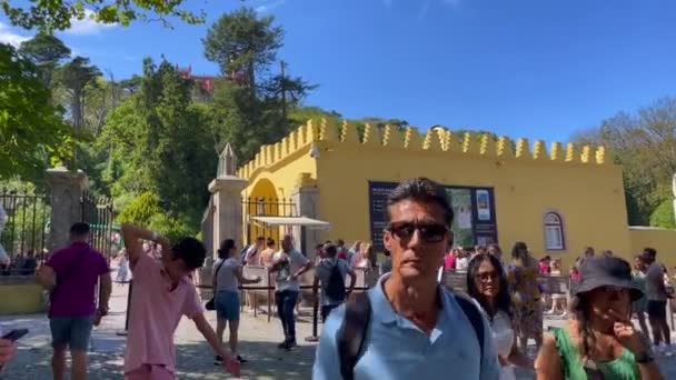 Turisti Attesa Una Coda Accedere Palazzo Nazionale Pena Sintra — Video Stock