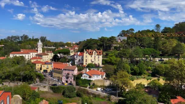 Panoramatický Výhled Radnici Okolní Budovy Sintra — Stock video
