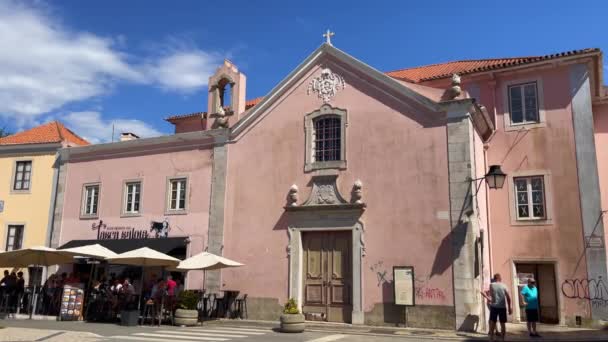 Turistas Pasando Rato Calle Naerby Praca República Sintra Portugal — Vídeo de stock