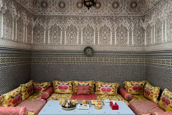 Moroccan Breakfast Served Luxurious Riad Old Medina Fez — Stock Photo, Image