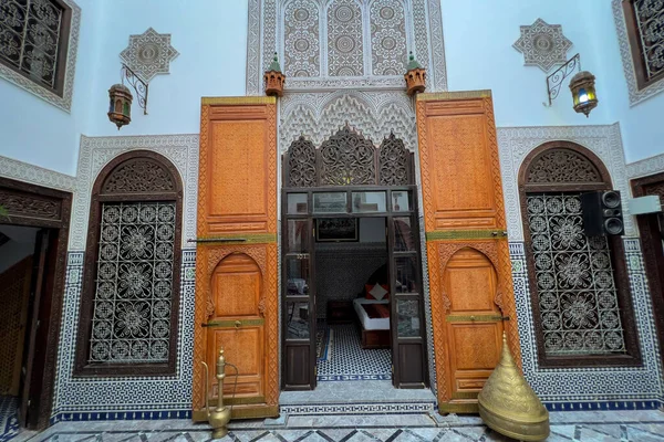 Hermoso Interior Medieval Riad Marruecos —  Fotos de Stock