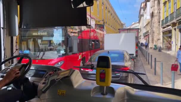 Intercity Bus Driving Road Lisbon — Stock Video