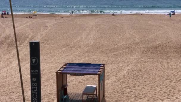 Vip Relaxplatz Strand Carcavelos Portugal — Stockvideo