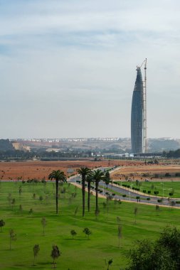 Rabat 'taki Muhammed VI kulesi üzerinde havadan görüş.