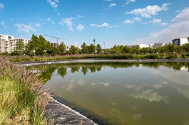 Şehir parkının ortasında yapay göl