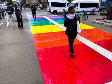 Gökkuşağından geçen yayalar, Bruxelles 'den geçen zebra işaretleri.
