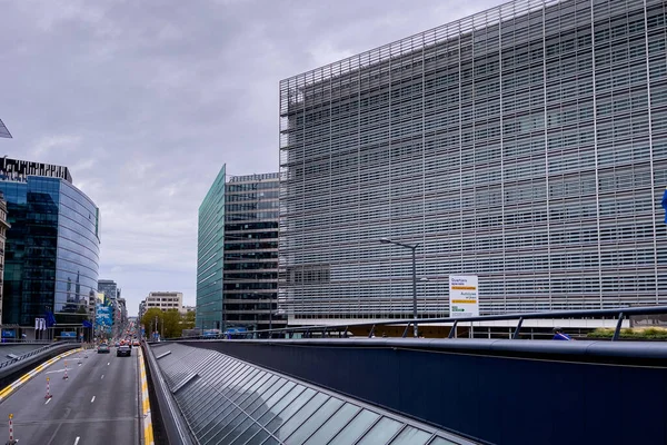 Dopravní Zácpa Blízkosti Sídla Evropské Komise Bruselu — Stock fotografie
