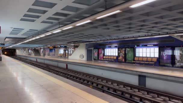 Una Stazione Della Metropolitana Vuota Lisbona — Video Stock